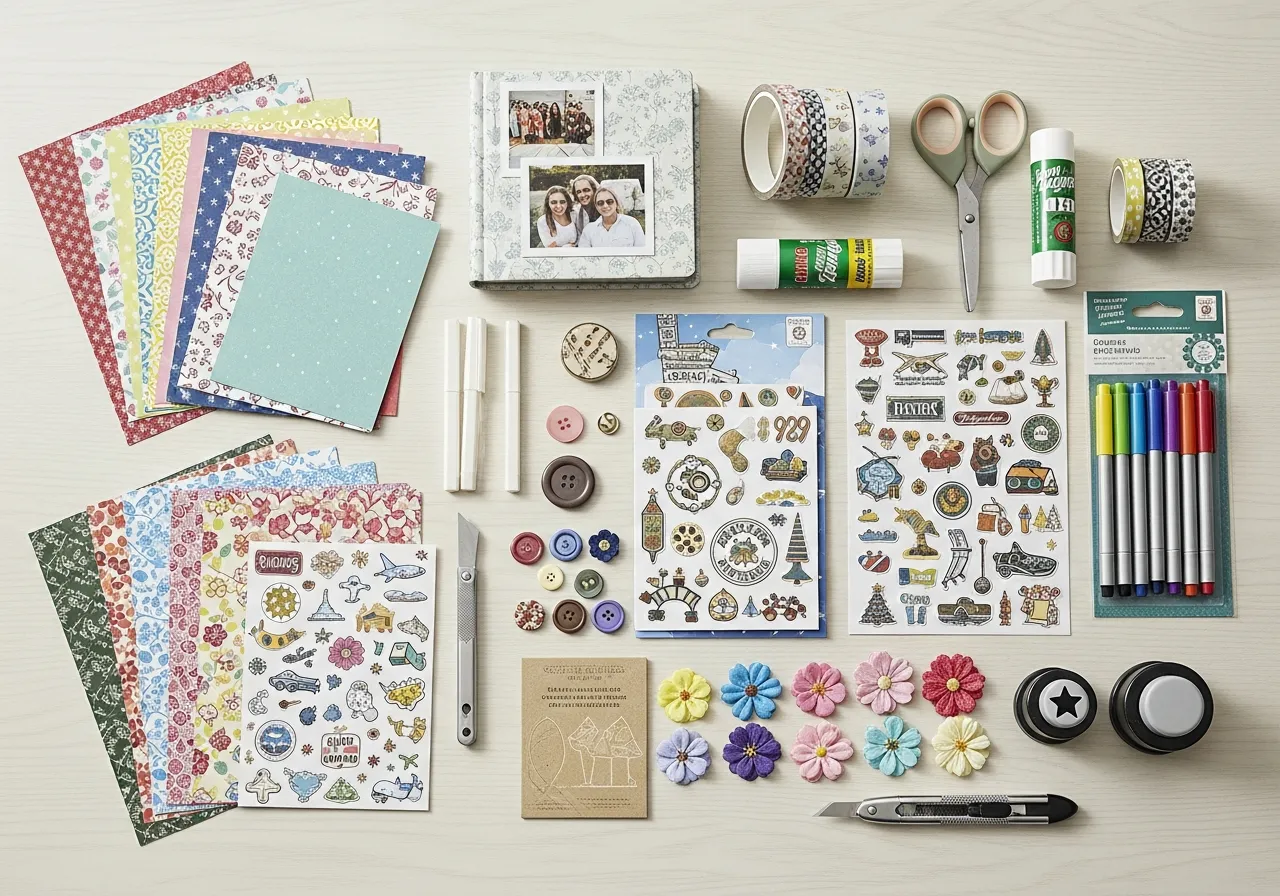 Complete beginner scrapbooking starter kit with essential supplies
